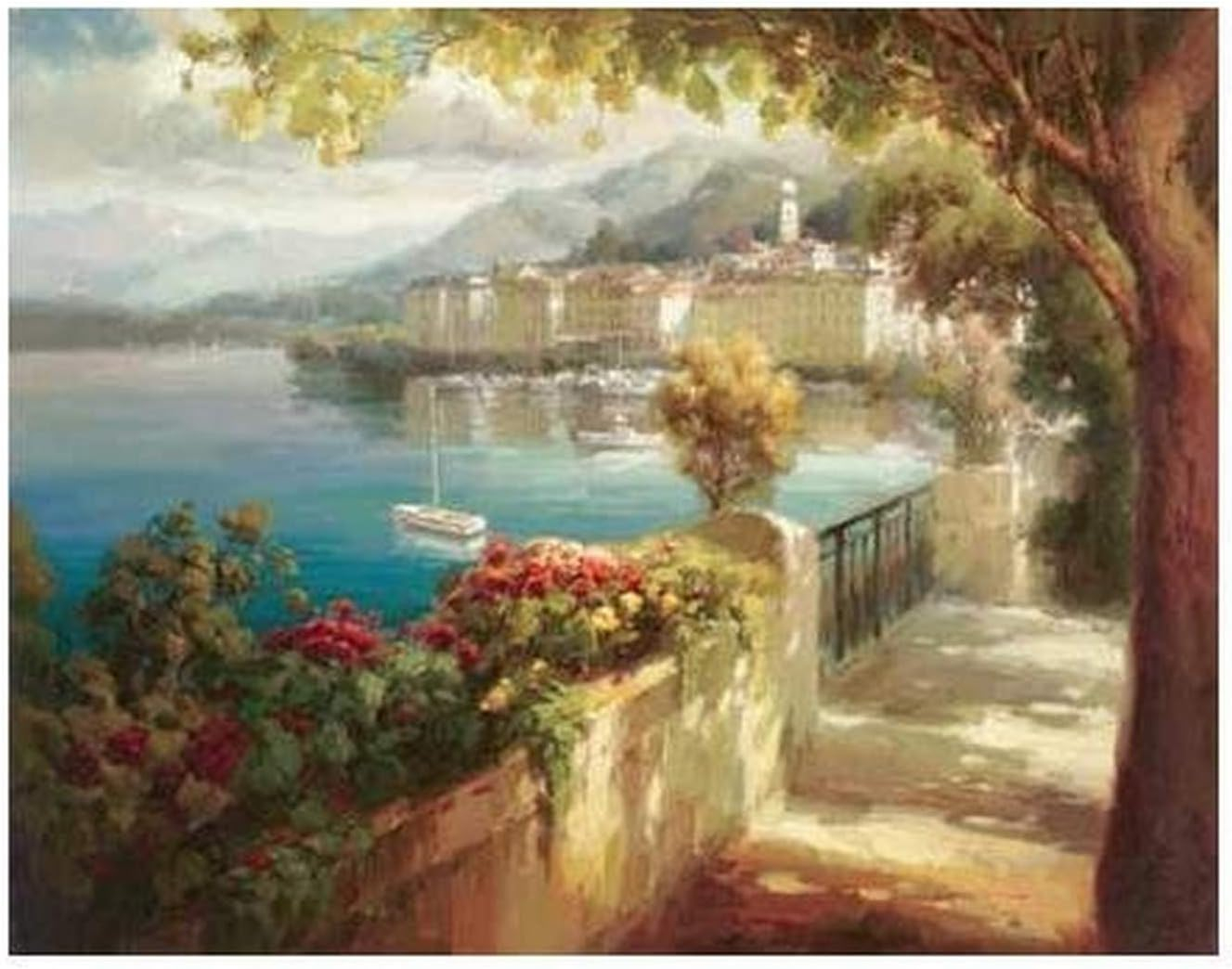 Portofino Light By Roberto Lombardi 28x22 Italy Italian Mediterranean Harbor Art Print Poster