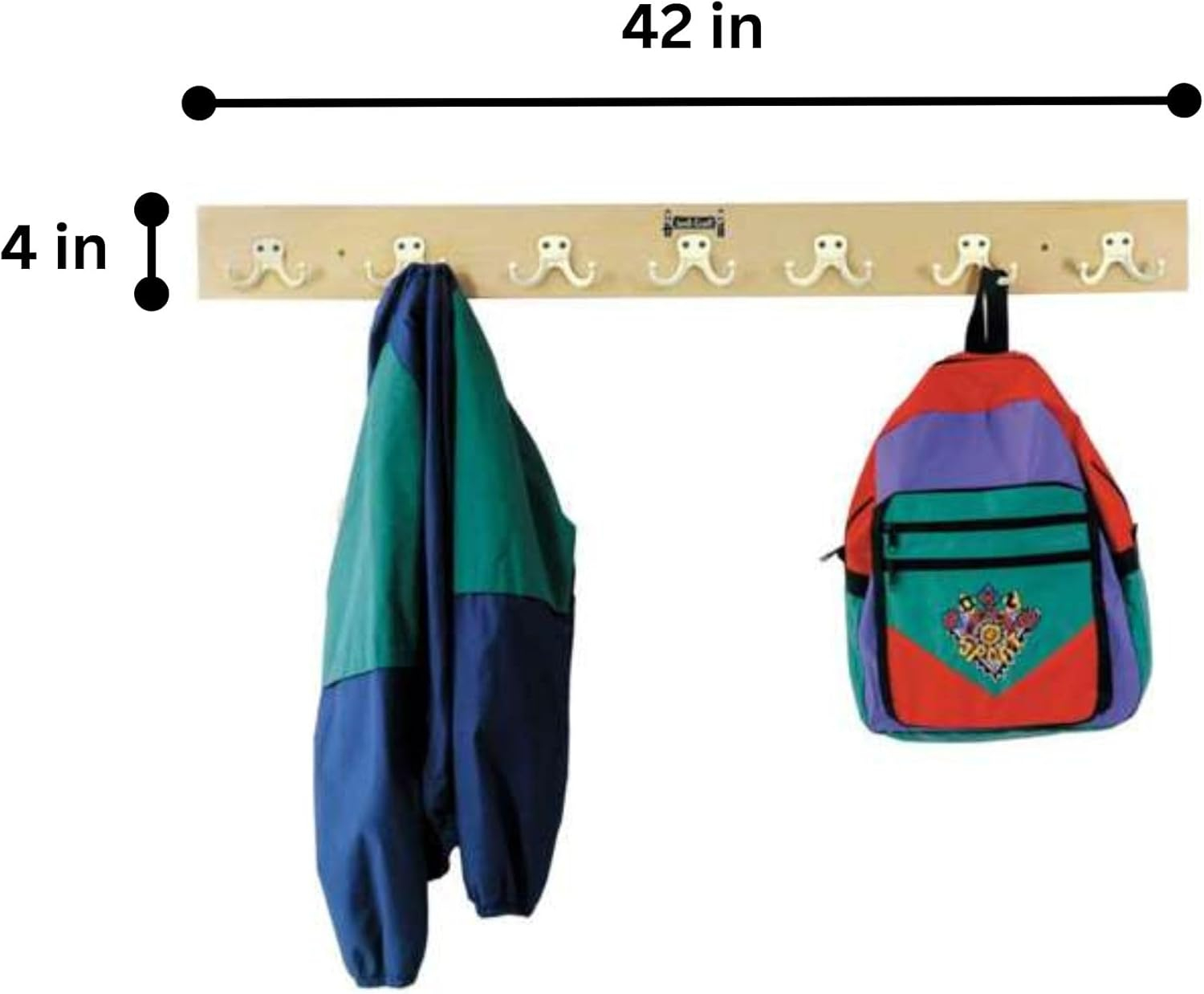 Small Birch Wall Coat Rack with 7 Double Hooks
