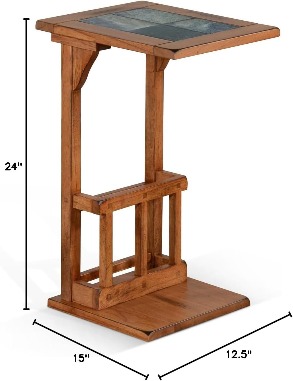 Sunny Designs Sedona 12.5" Traditional Wood Sofa Mate Table in Rustic Oak