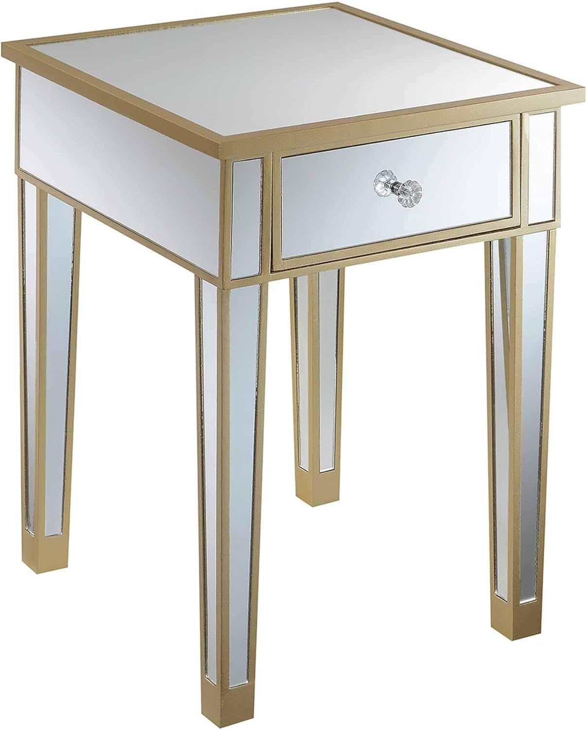 Convenience Concepts Gold Coast Mirrored End Table with Drawer, Multiple Colors