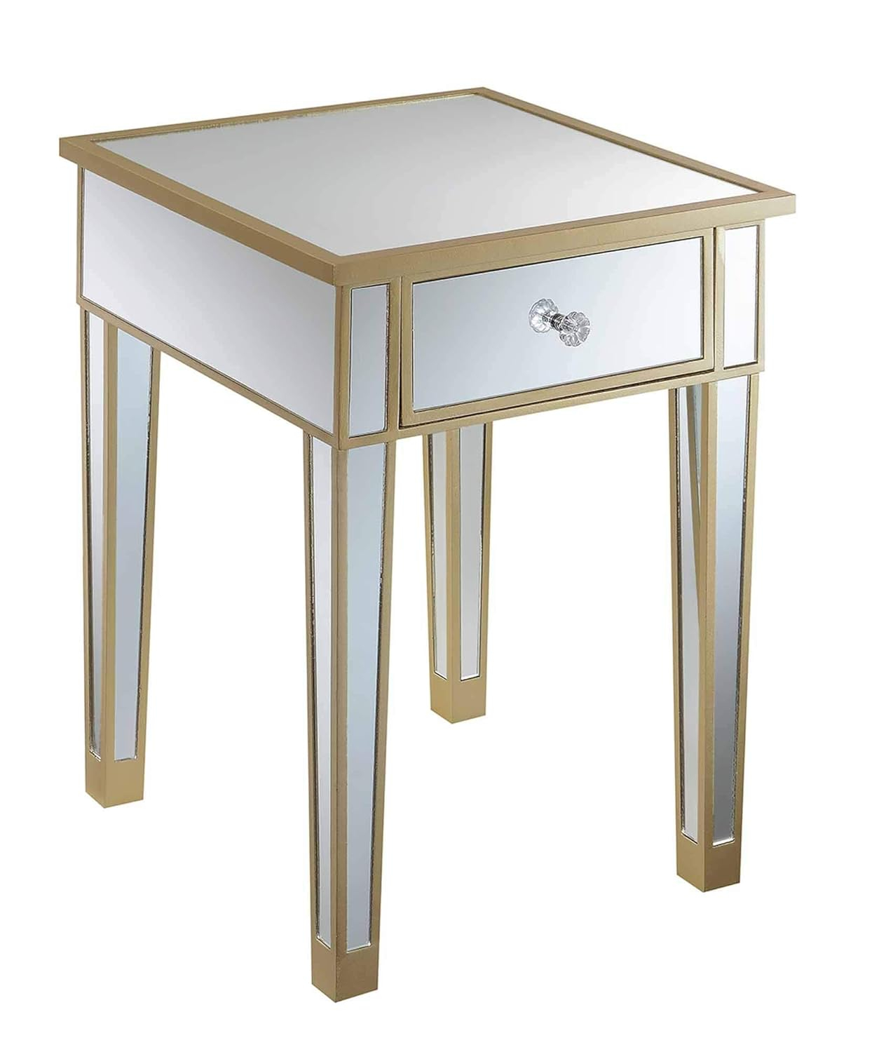 Convenience Concepts Gold Coast Mirrored End Table with Drawer, Multiple Colors