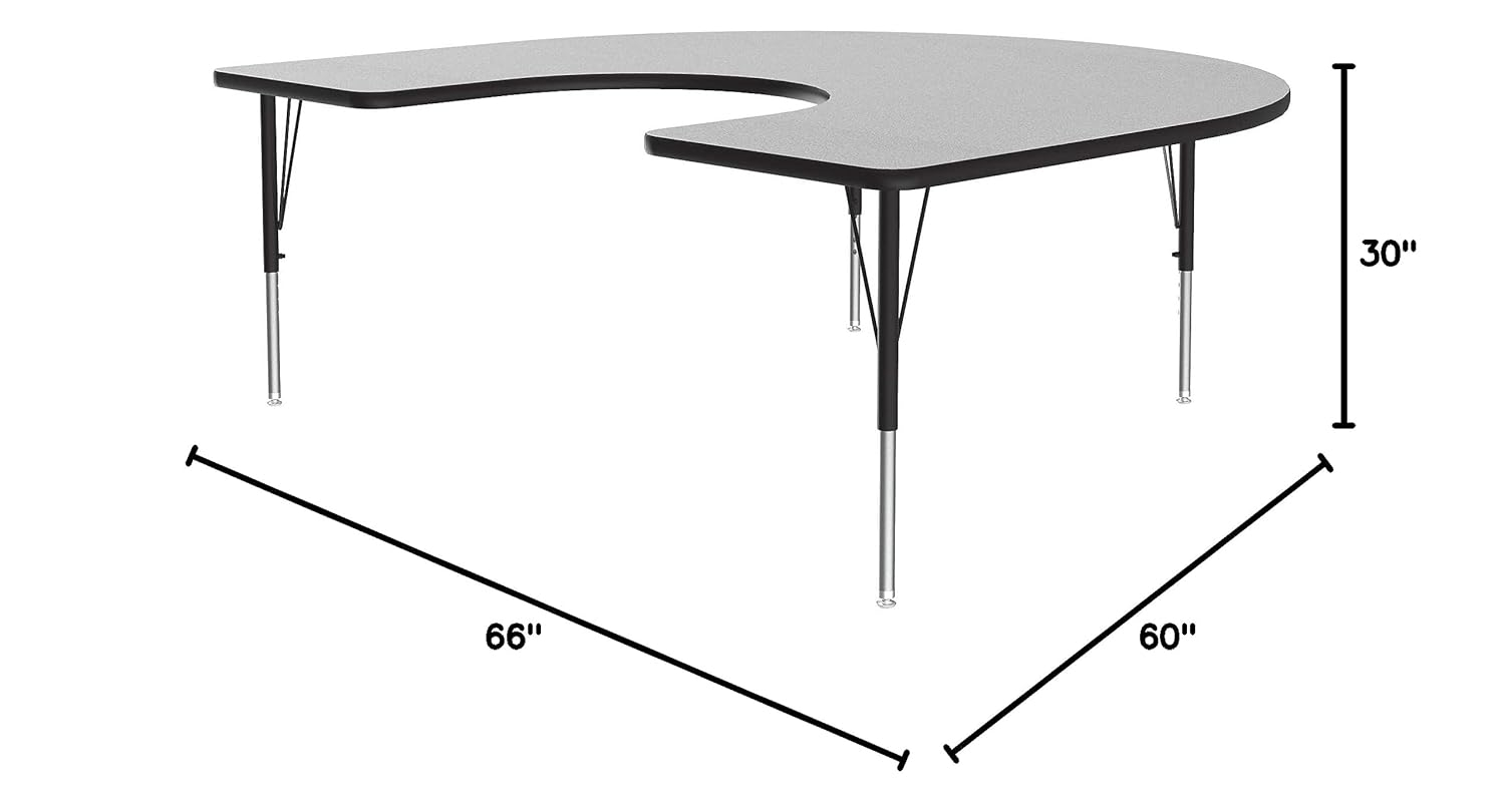 Gray Horseshoe Shaped Adjustable Height Particle Board Activity Table