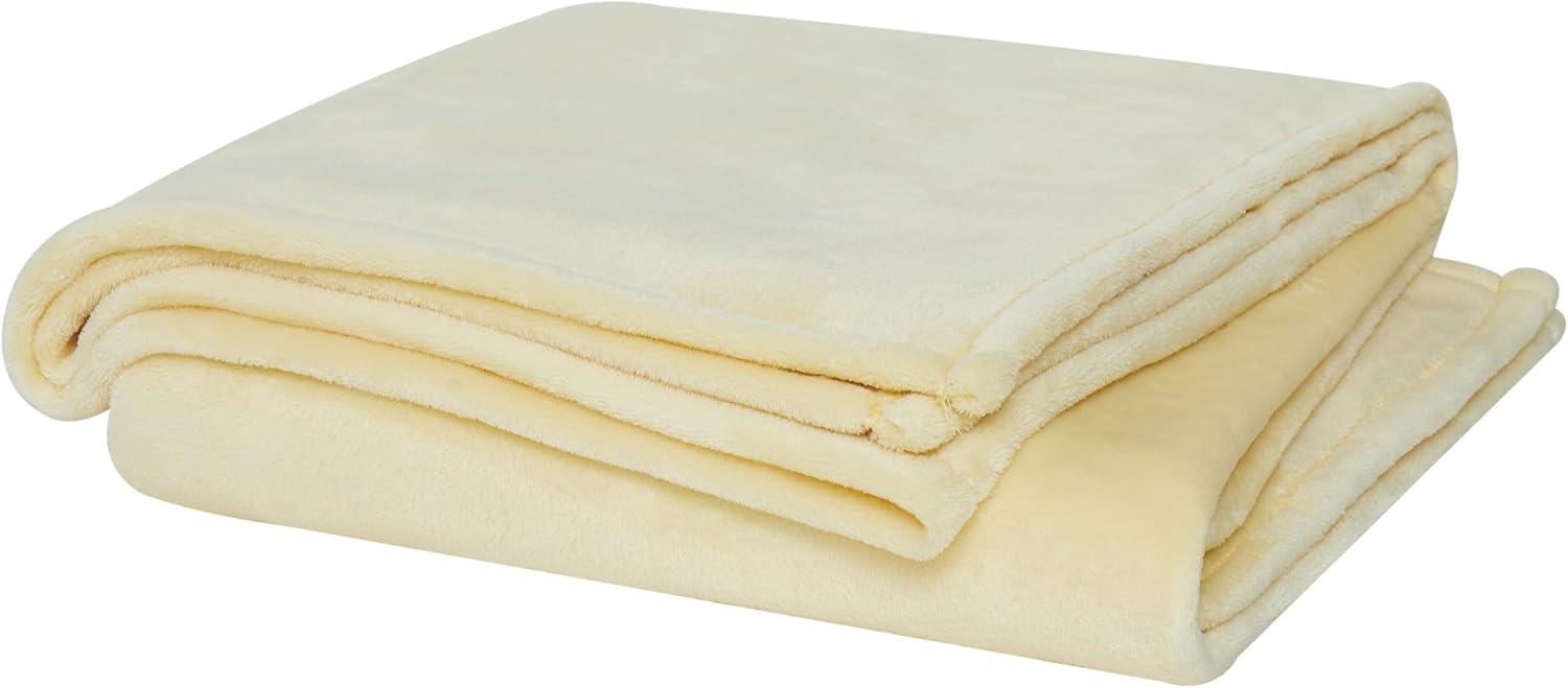 Soft Plush Yellow Faux Fur Machine Washable Throw Blanket