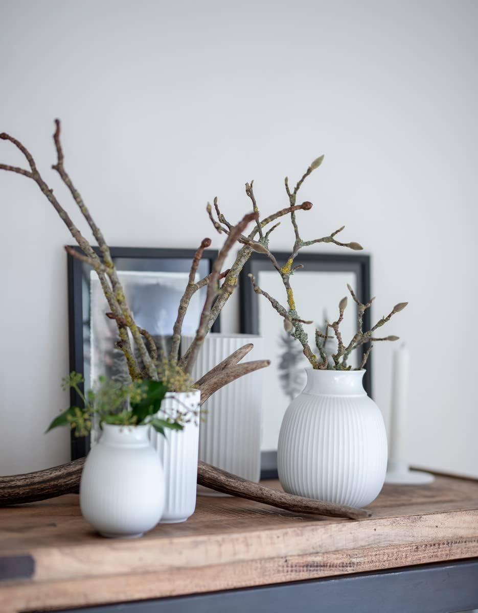 White Fluted Porcelain Decorative Table Vase