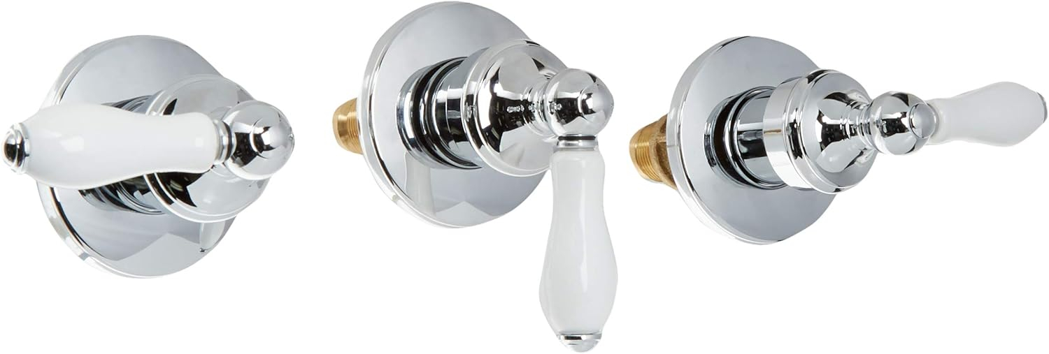 Polished Chrome and Porcelain Lever Shower Handle Kit