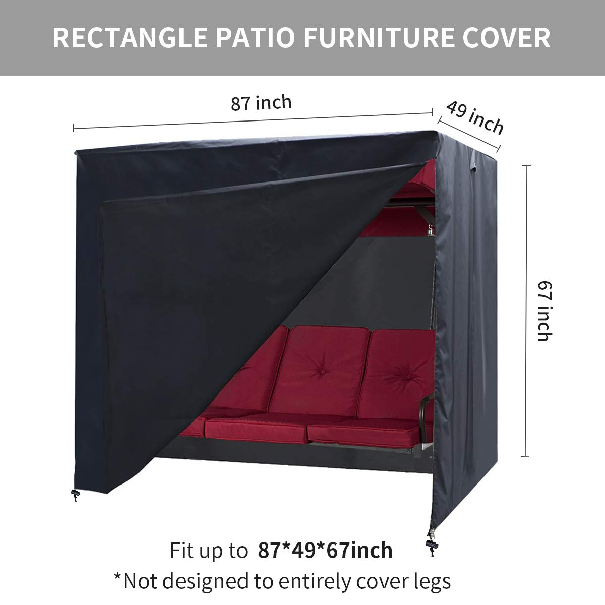 Outdoor Swing Cover 3 Triple Seater Hammock Cover Garden Swing Cover Garden Hammock Glider Chair Cover Patio Furniture Cover UV Resistant Swing Canopy Cover All Weather Protection