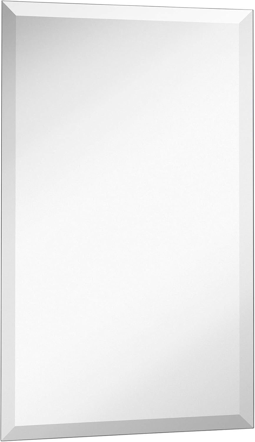 Hamilton Hills New Frameless Lightweight Beveled Mirror 30" x 40 Wall Mirror for Bathroom Vanity with Bevel
