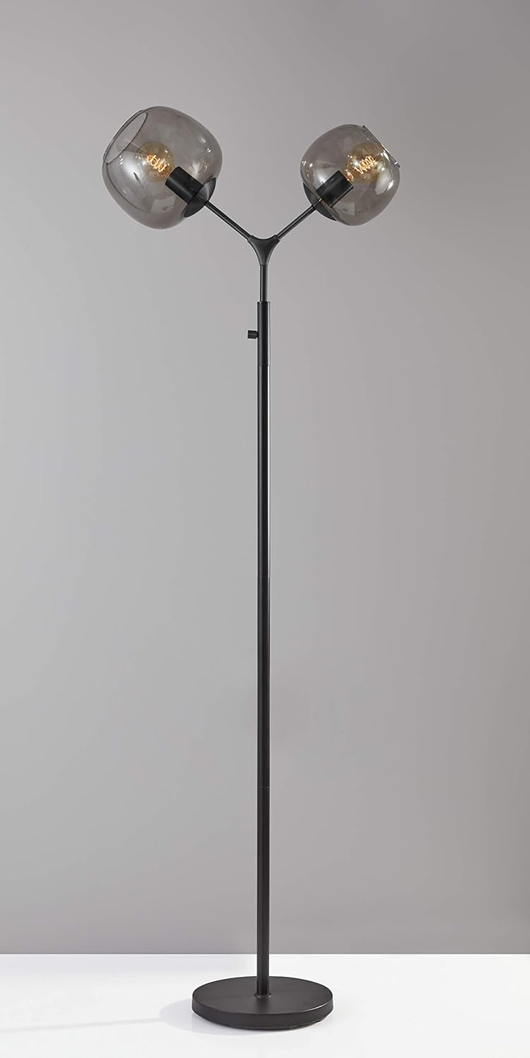 Ashton Matte Black Adjustable Desk Lamp with Smoked Glass Shade