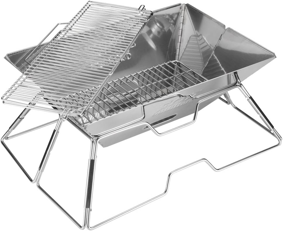 Quick Grill Large: Portable Camping Charcoal Grill with Carrying Bag for Backpacking / 304 Stainless Steel Grill/Outdoor Stove Burner/Hiking Travel Picnic BBQ