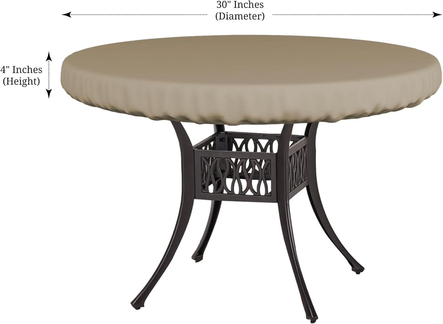 Covers & All Round Table Top Cover, 12 Oz Waterproof UV & Weather Resistant, Outdoor Table Cover for Patio Outdoor Furniture (30" Dia x 4" H Inches, Beige)