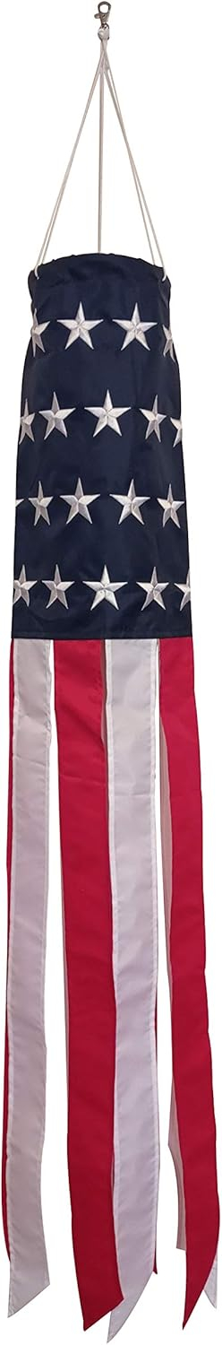Bouanq American Flag Windsock US Stars and Stripes Patriotic Outdoor Hanging with 4th of July Decoration