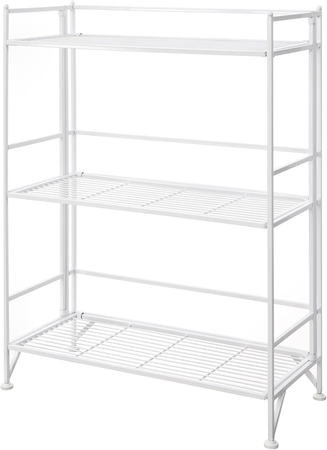 Convenience Concepts Xtra Storage Shelves - 3-Tier Wide Folding Metal Storage Shelves, Closet Organizer for Office, Laundry Room, Bedroom, Garage, Kitchen, Bathroom, White