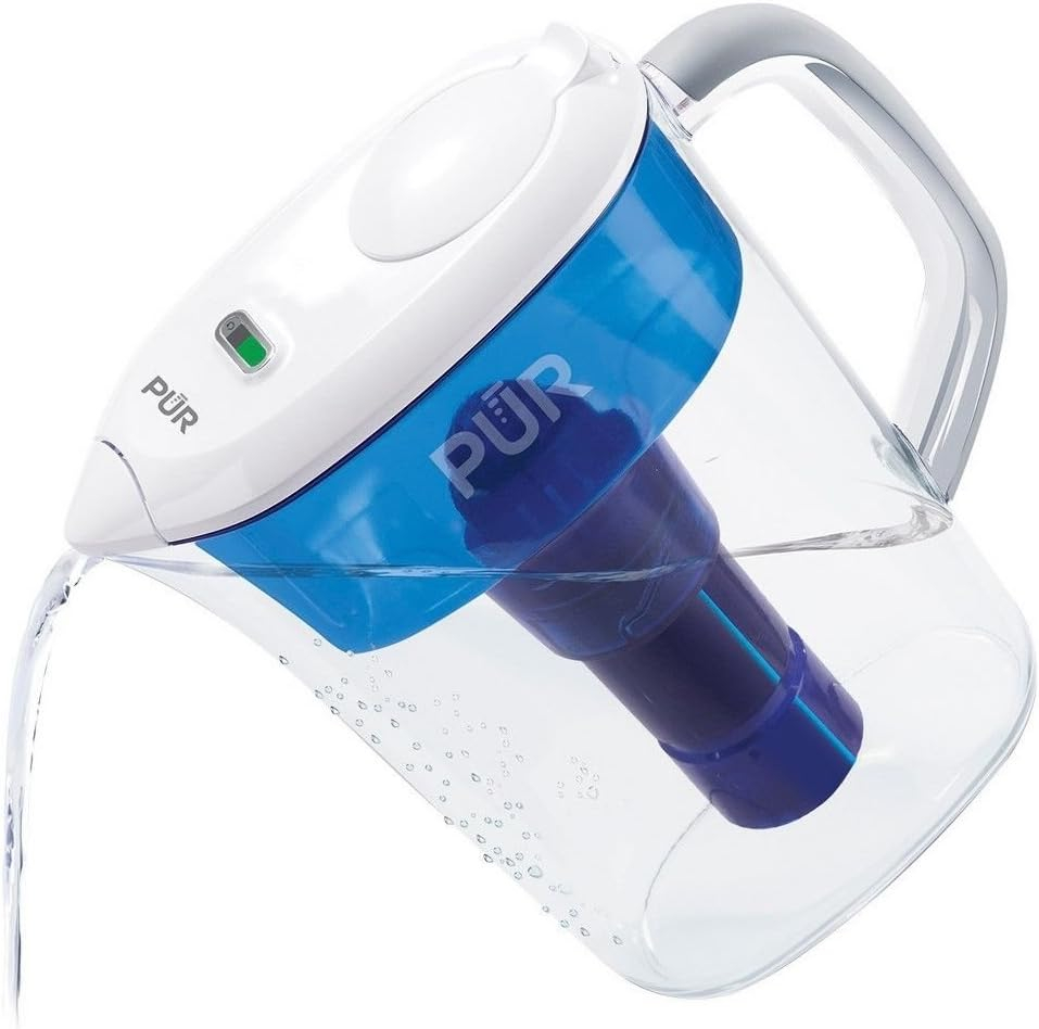 PUR PLUS 7 Cup Water Pitcher with Lead Reducing Filter, White, W 9.6" x H 10.1" x L 4.5", PPT711W
