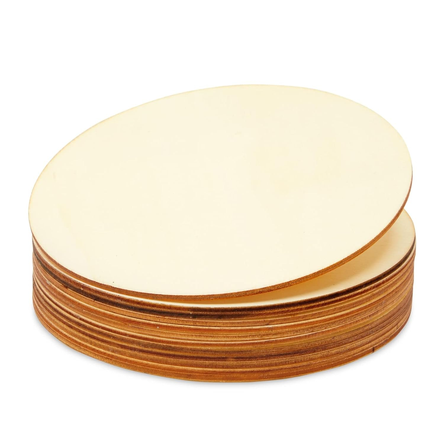 12 Pack 6 Inch Unfinished Wood Circles for Crafts, Blank Cutout Slices for Wood Burning, Engraving, Round Wooden Discs for DIY Coasters, Art Projects, 1/10 Inch Thick