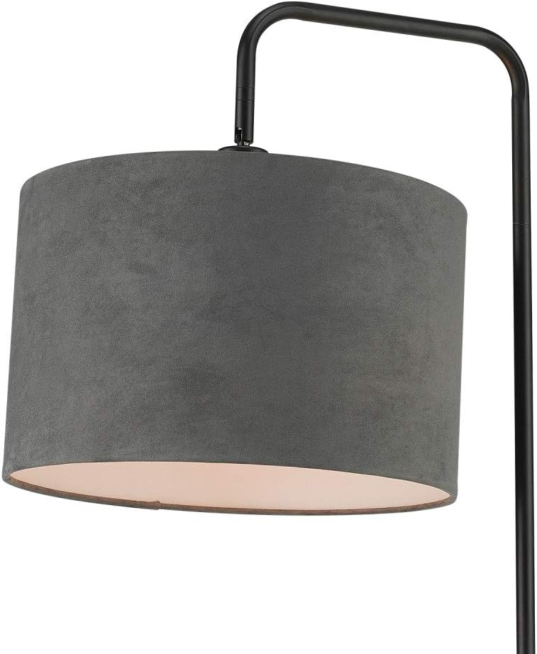 Globe Electric Barden 58" Black Floor Lamp with Dark Gray Velvet Shade Made of Metal Material