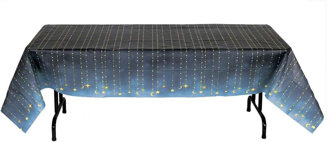 Starry Night Black and Blue Rectangular Paper Tablecover