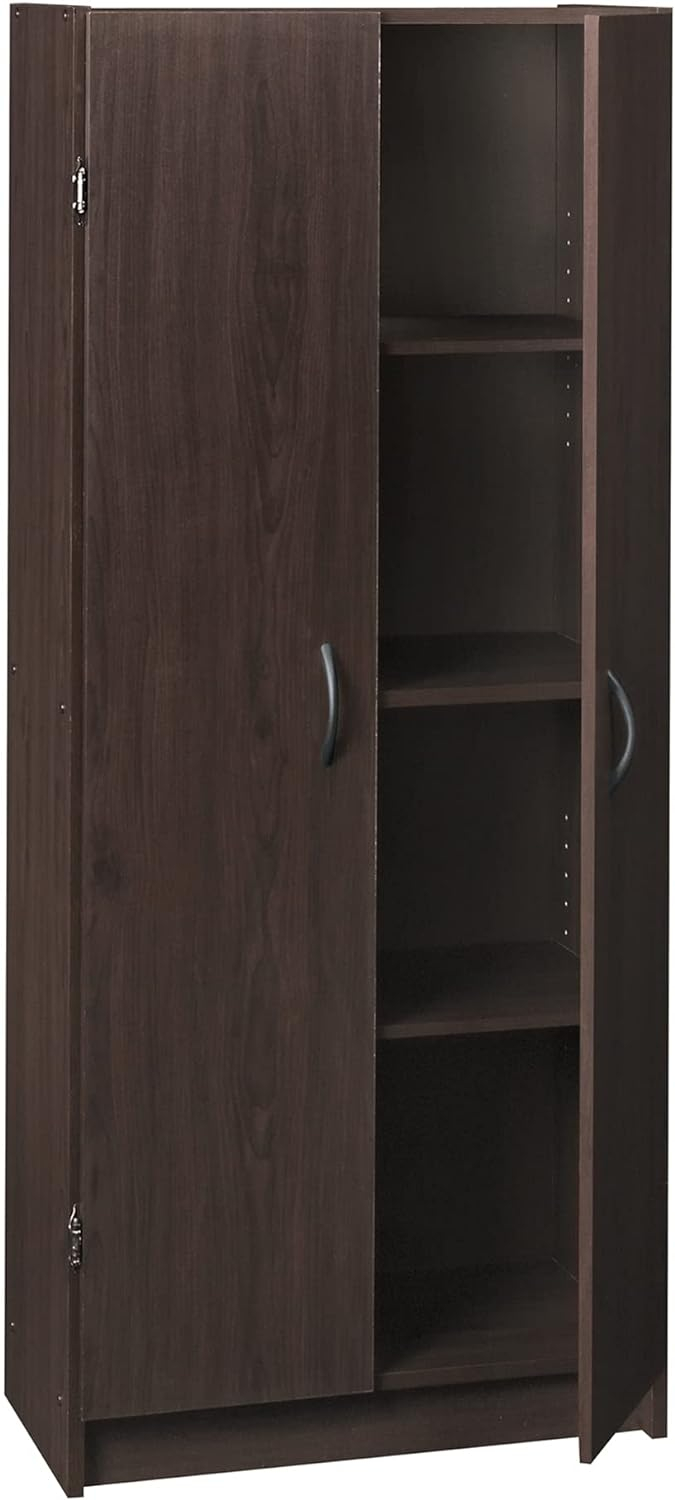 Cabinet Cupboard with 2 Doors, Adjustable Shelves Standing, Storage for Kitchen, Laundry, or Utility Room, Espresso