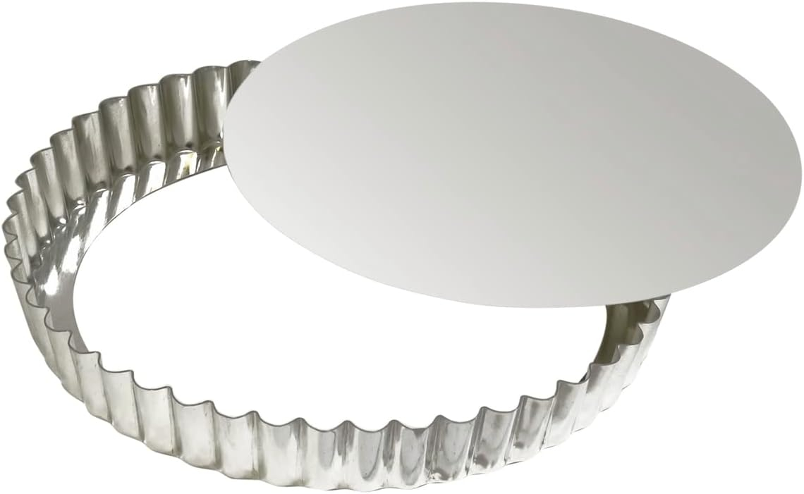 Silver Non-stick 12-inch Fluted Tart Pan with Removable Bottom