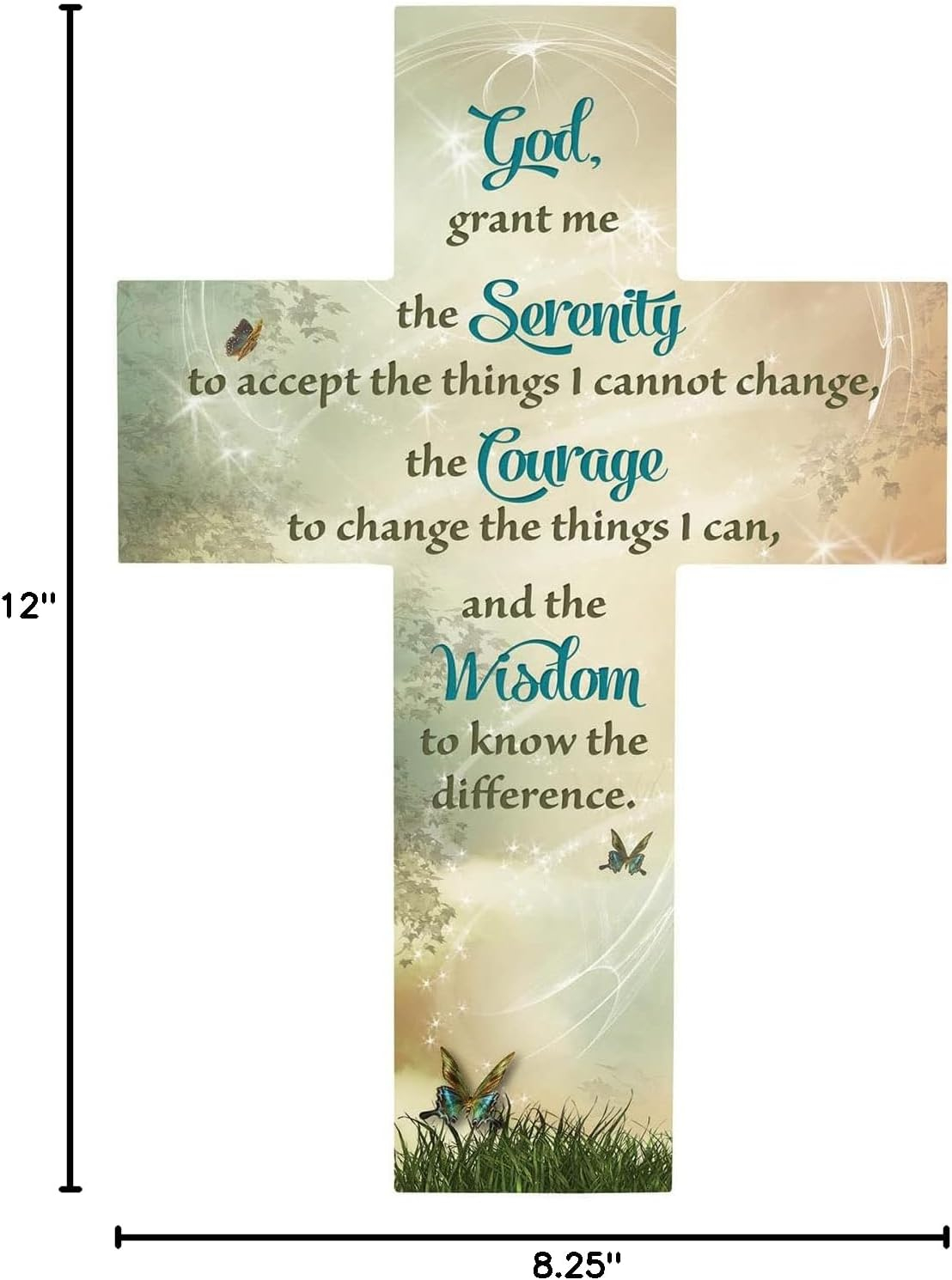 Gerffert Inspirational Wooden Wall Cross, 12-Inch, Serenity Prayer