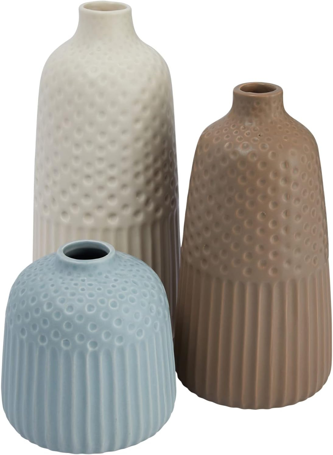 Creative Co-Op Various Stoneware Vases with Matte Glaze, Multicolor, Set of 3