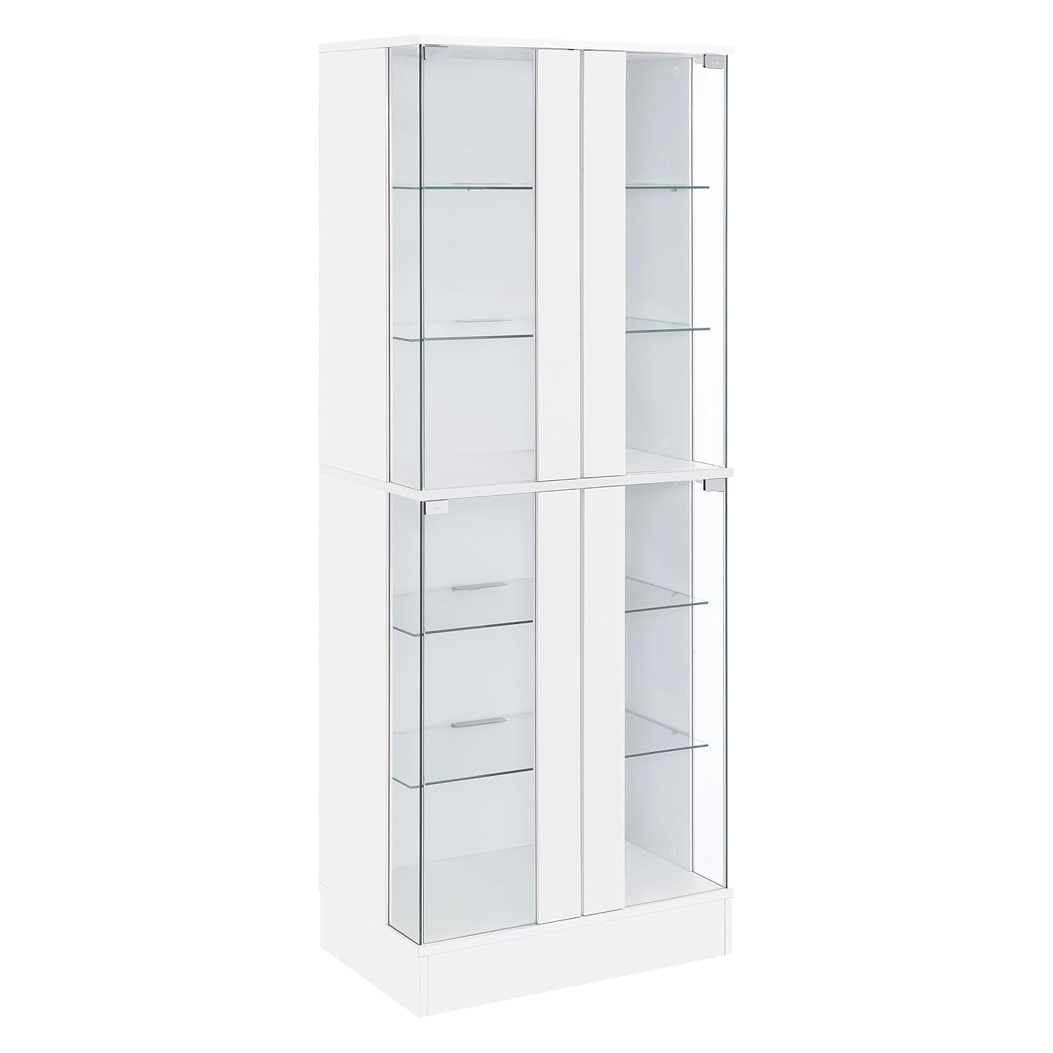 Coaster Cabra Modern Wood Curio Cabinet with Glass Shelves and LED Lighting White High Gloss