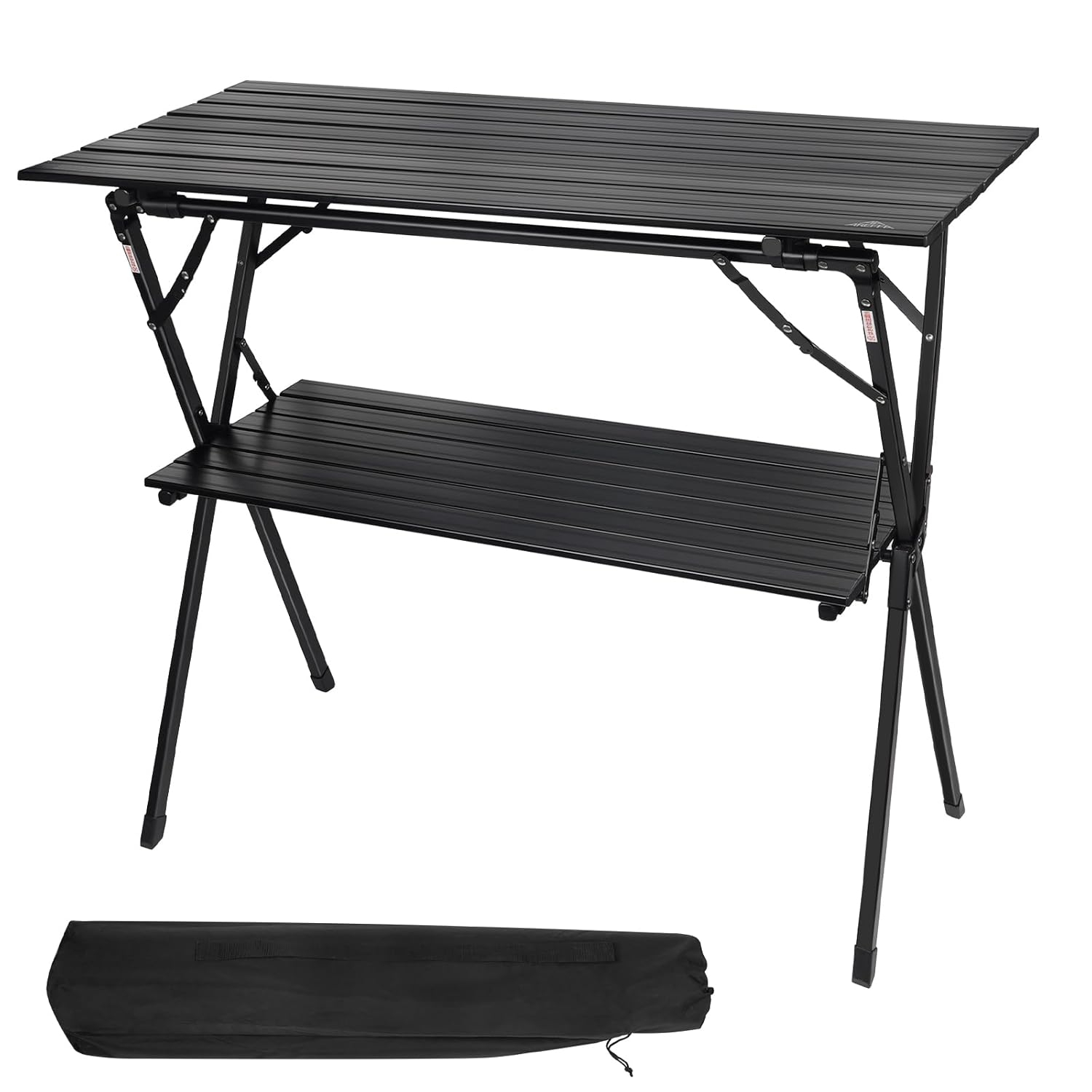 AREFFA Folding Camping Table, Portable Lightweight Foldable Large Camp Tables with Carry Bag, Double-layer Aluminum Outdoor Cooking Table