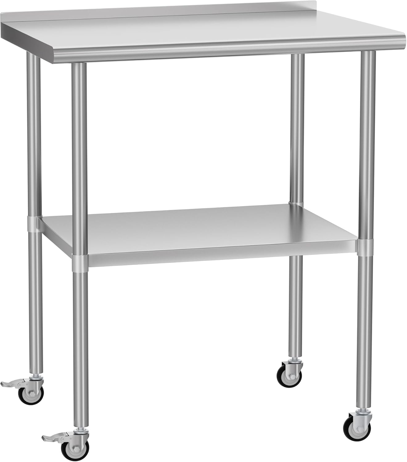 Heavy Duty Stainless Steel Kitchen Prep Table with Adjustable Undershelf and Wheels
