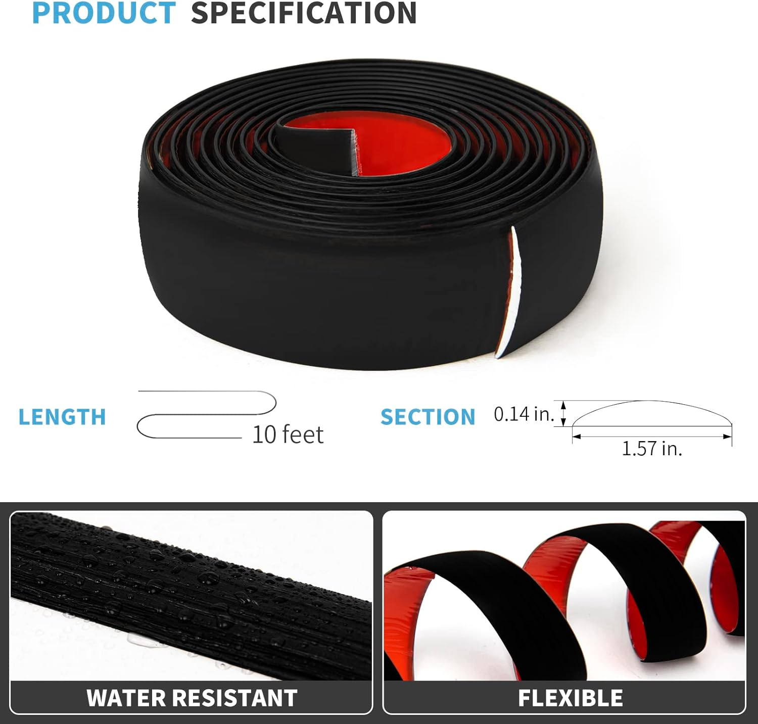 Art3d Self Adhesive Vinyl Floor Transition Strip,Laminate Floor Strip Floor Flat Divider Strip for Joining Floor Gaps,Carpet Threshold Transition,Floor Tiles（10 FT, 1.57in, Black）