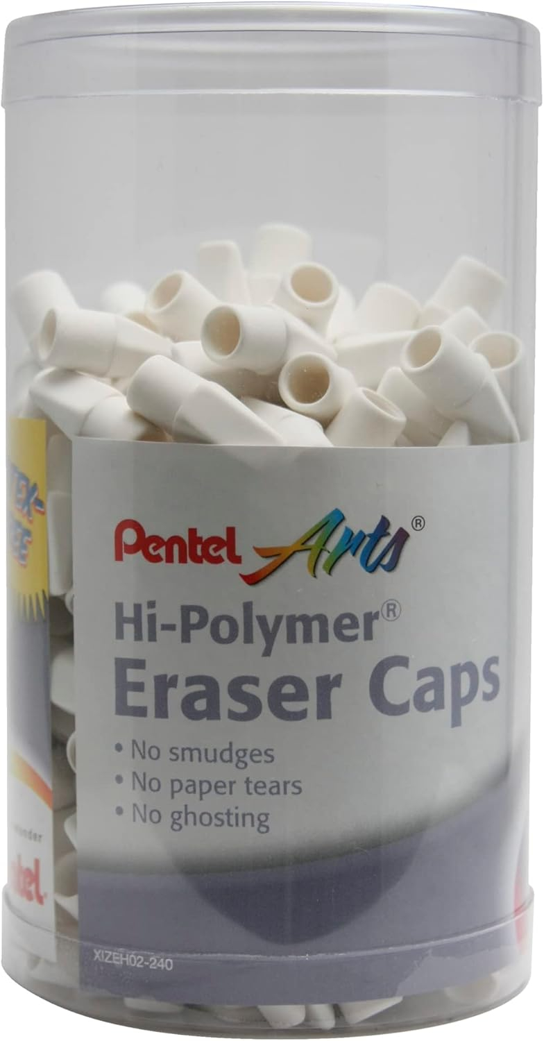 Pentel Arts Hi-Polymer Cap Eraser, Canister Display -240 Pieces