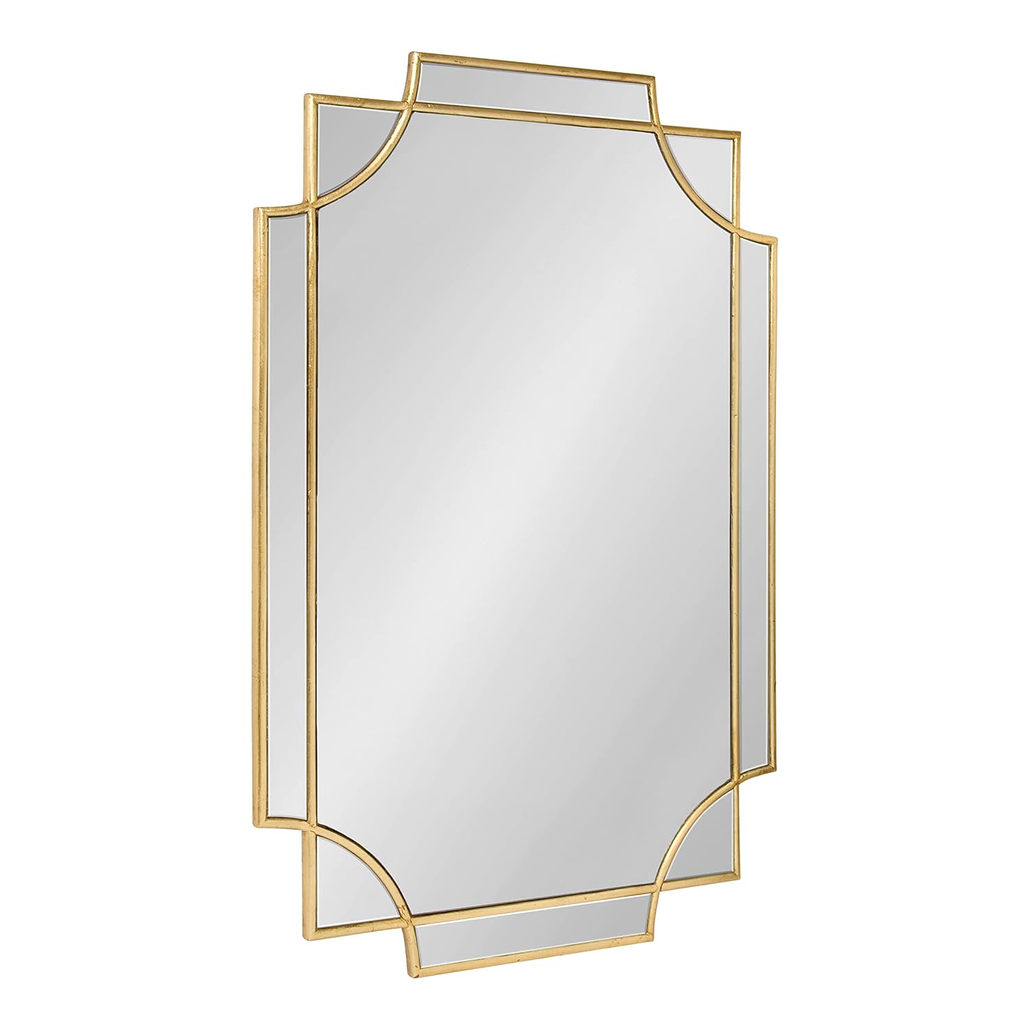 Kate and Laurel Minuette Decorative Rectangle Frame Wall Mirror in Gold Leaf, 24x35.5 Inches