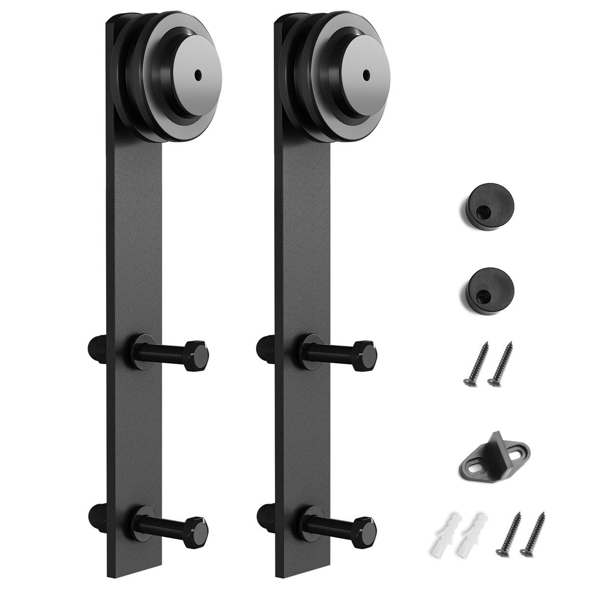 SMARTSTANDARD Sliding Barn Door Hardware Hangers 2pcs (Black) (J Shape Hangers)