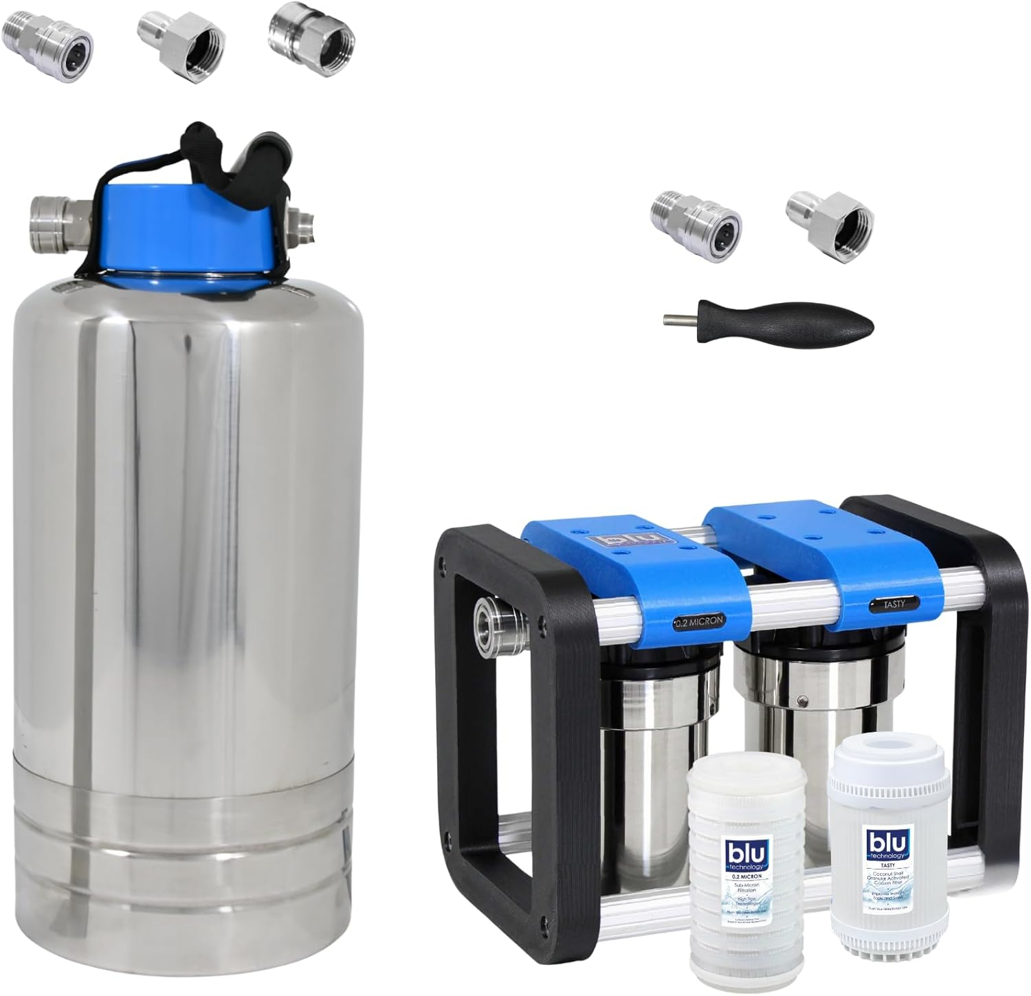 RV Water Filter System 0.2 Micron Blu Tech, 3 Stage Filtration, AR3- Adventure Series Camper Water Filter