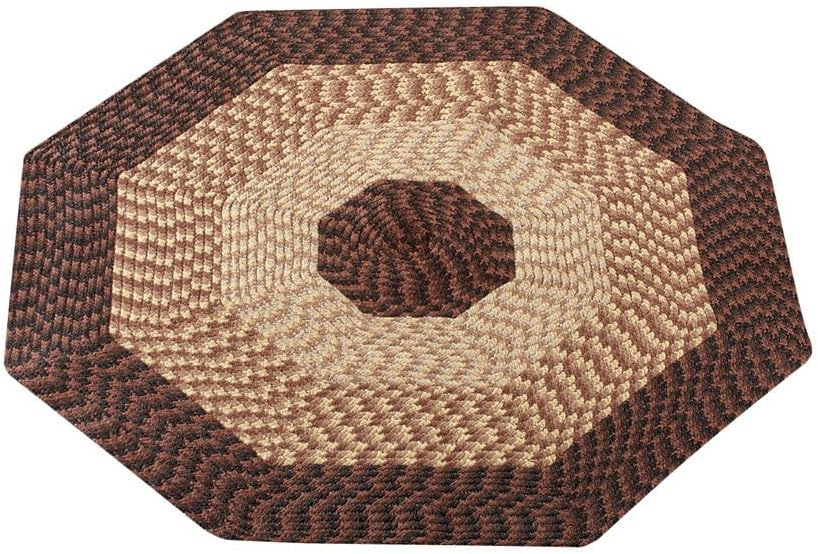 Collections Etc Versatile Alpine Braided Accent Rug with 3-Tone Coloring for Any Room, Chocolate, 4' Octagon