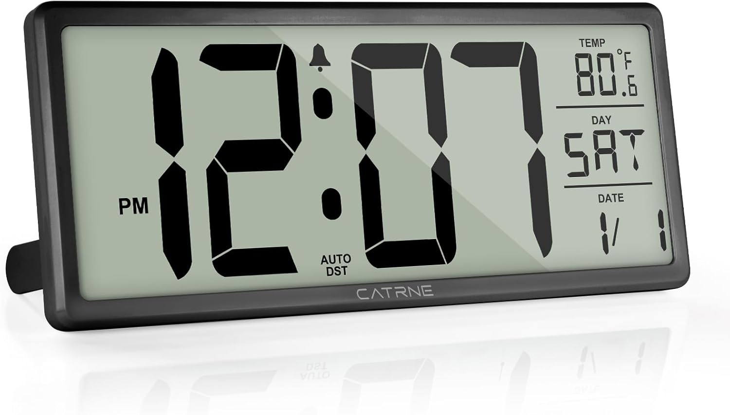 WallarGe 14.5'' Large Digital Wall Clock Battery Operated with Jumbo Numbers, Temperature and Date - Easy to Read and Set, Auto DST