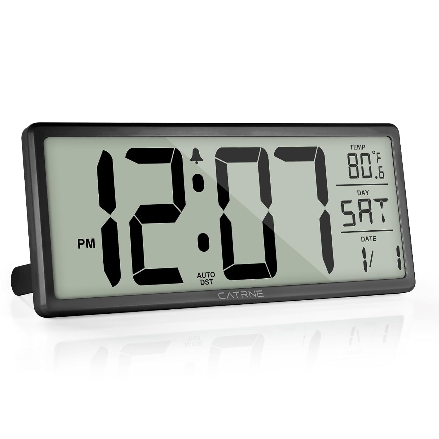 WallarGe 14.5'' Large Digital Wall Clock Battery Operated with Jumbo Numbers, Temperature and Date - Easy to Read and Set, Auto DST