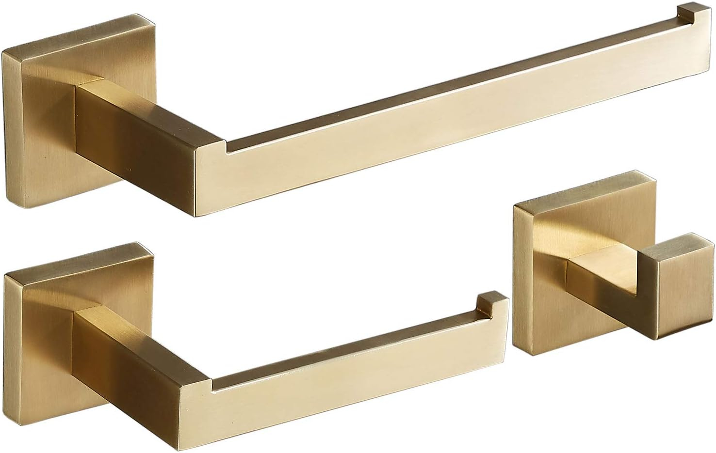Bathroom Hardware Accessories Set Gold: Brushed Toilet Paper Holder Hand Towel Holder Towel Hook - Wall Mounted Stainless Steel 3 Pieces Towel Bar Set SHUNLI