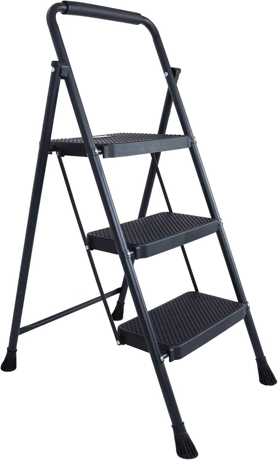 Folding Step Stool with Wide Anti-Slip Pedal, ​330​lbs Sturdy Steel Ladder, 3-Step
