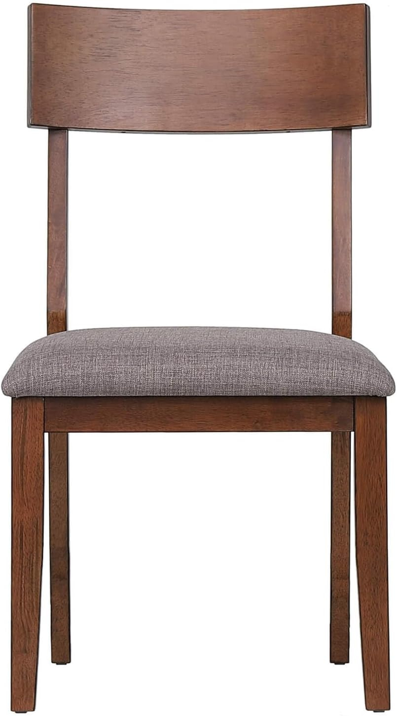 Sunset Trading 34.25 x 19 x 25 in. Mid Century Dining Chair with Padded Performance Fabric Seat Danish Walnut - Set of 2