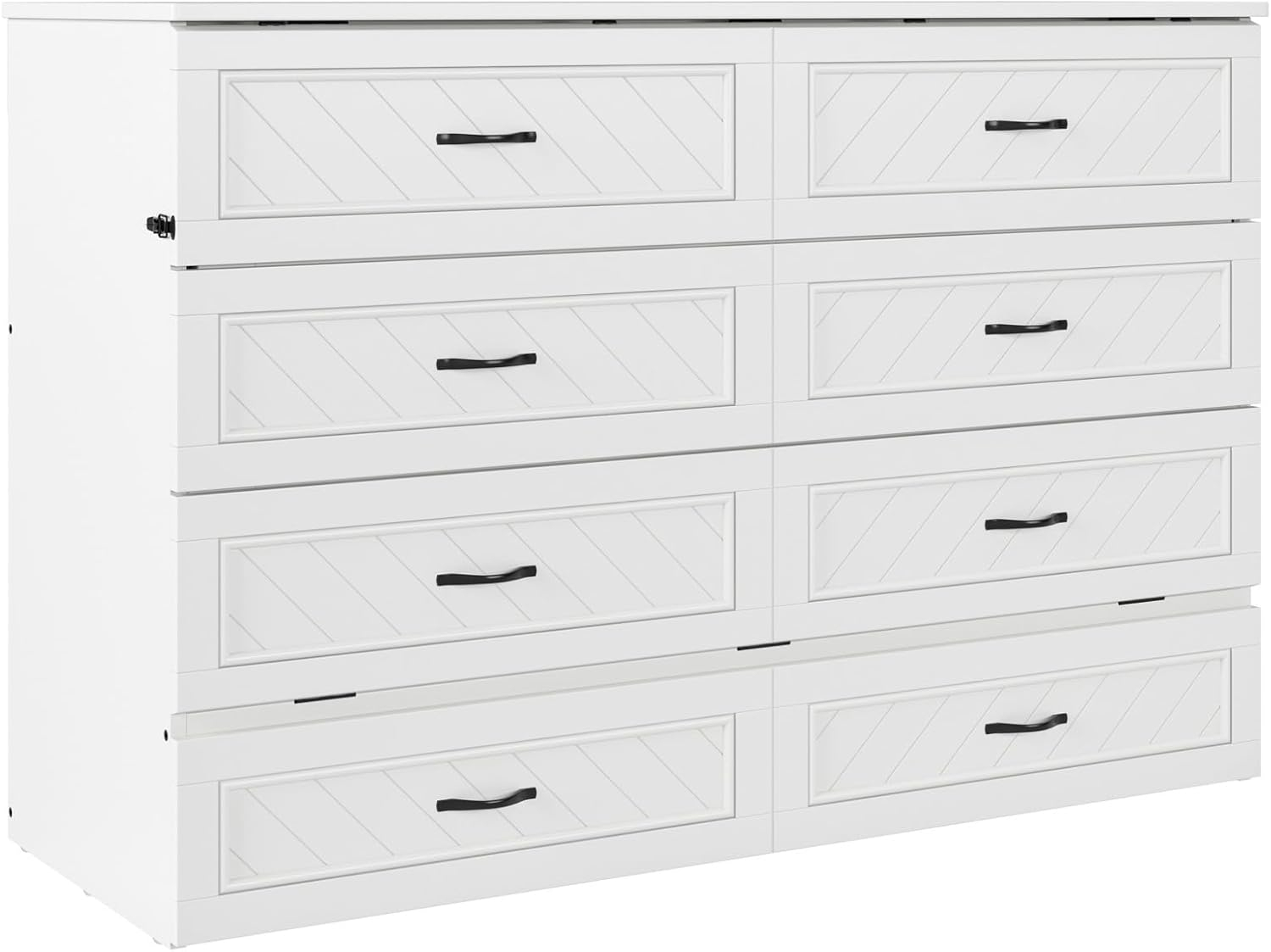 AFI Alpine Queen Wood Murphy Bed Chest with Mattress and Built-in Charger, White