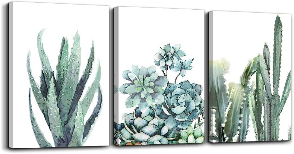 Canvas Wall Art For Living Room Bathroom Wall Decor For Bedroom Kitchen Artwork Canvas Prints Green Plant Flowers Painting 12" X 16" 3 Pieces Modern Framed Office Home Decorations Family Picture