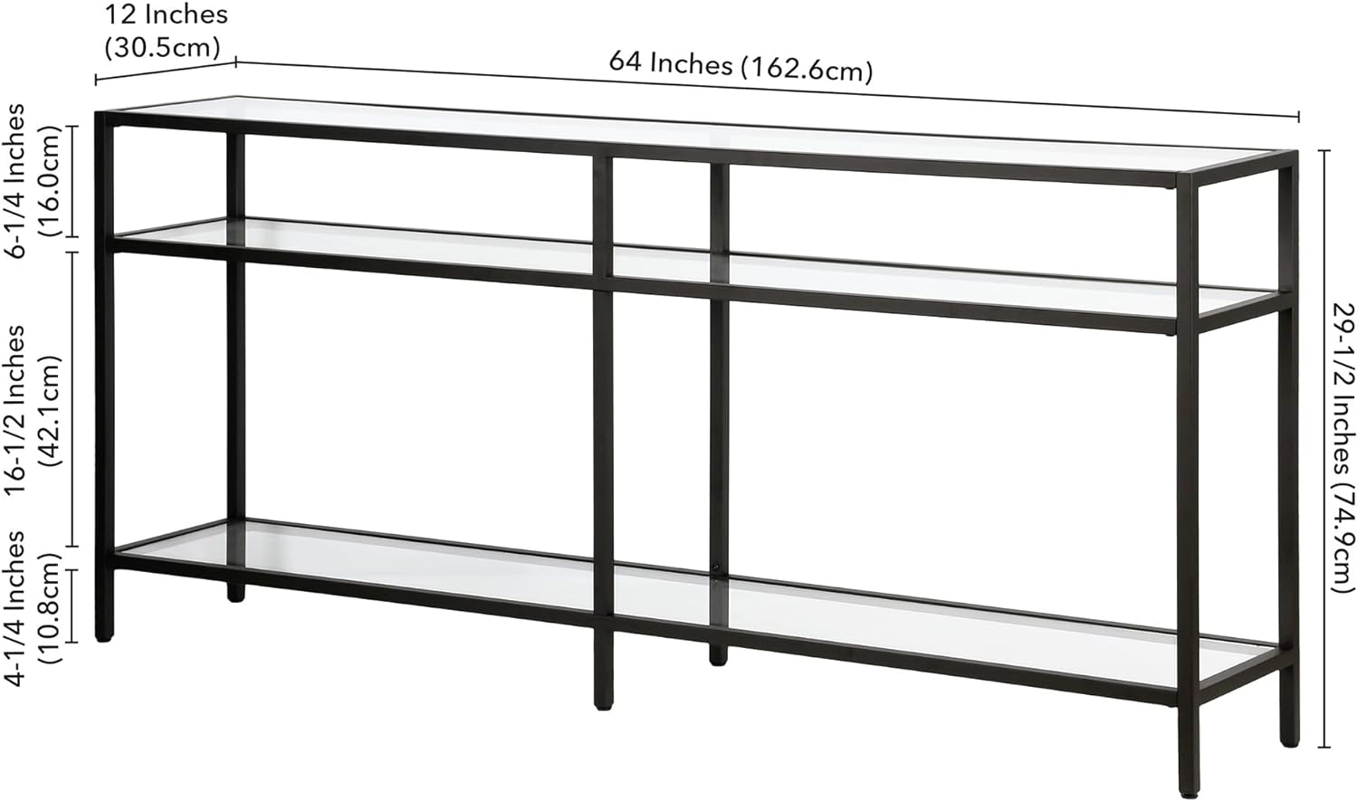 Evelyn&Zoe Sivil 64" Wide Rectangular Console Table, Blackened Bronze