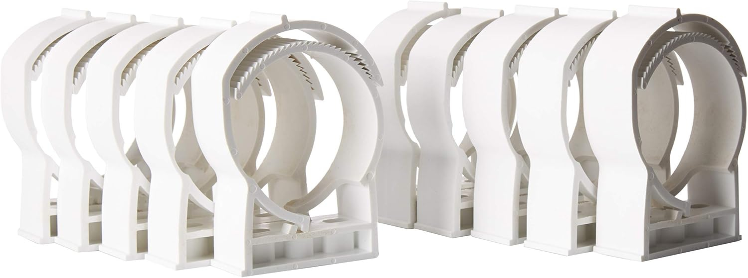 SnapnStrut 101-115HSPP White 10pack White Surface Mount Polypropylene Pipe Hanger, American Made for 4 inch Pipe, one-Piece Hanger for Pipes, Cable, or Conduit.