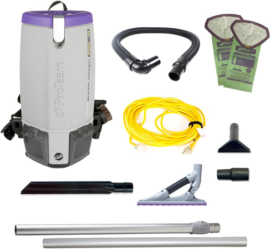 ProTeam 10 Quart Gray and Purple Backpack Vacuum with HEPA Filter