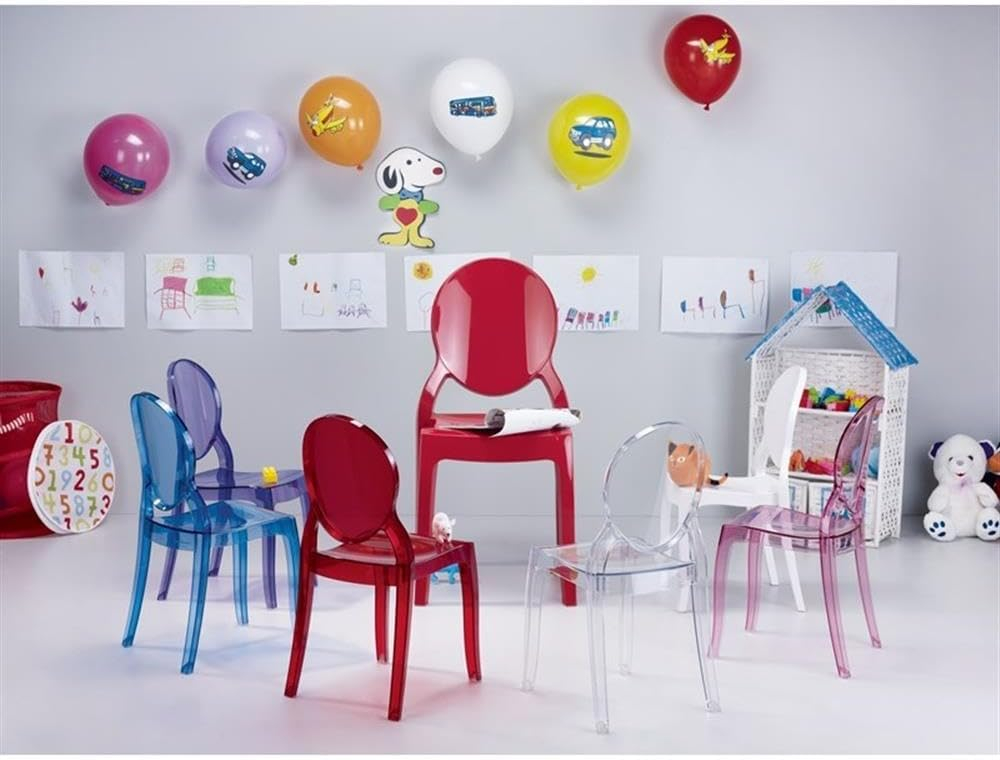 Modern Elizabeth Transparent Pink Polycarbonate Kids Dining Chair