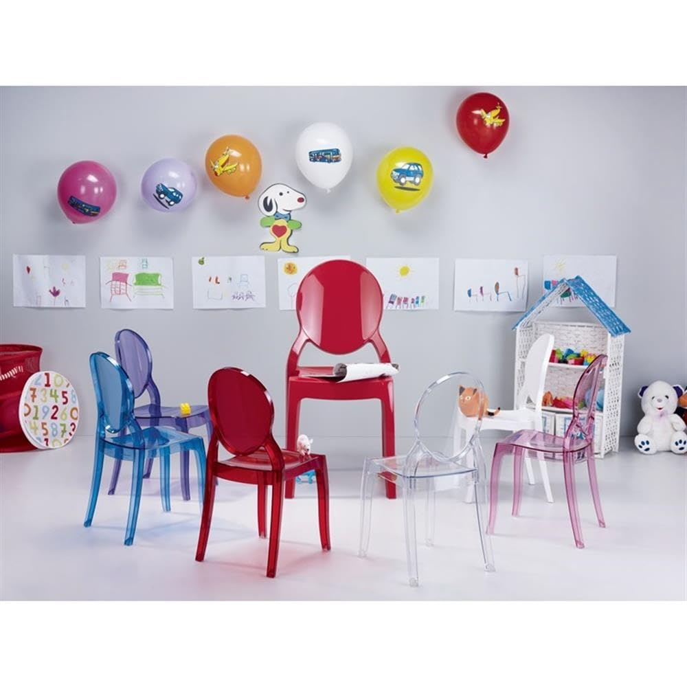 Modern Elizabeth Transparent Pink Polycarbonate Kids Dining Chair