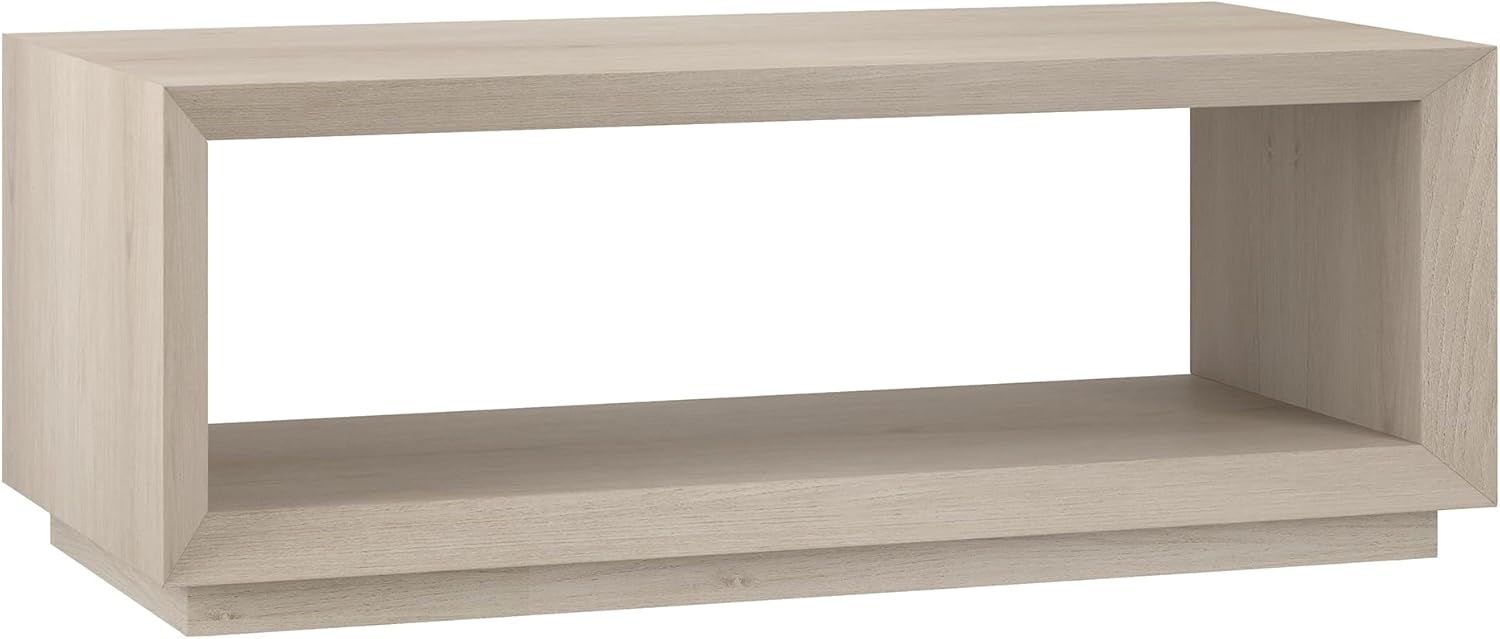 Evelyn&Zoe Tannen 48" Wide Rectangular Coffee Table, Alder White