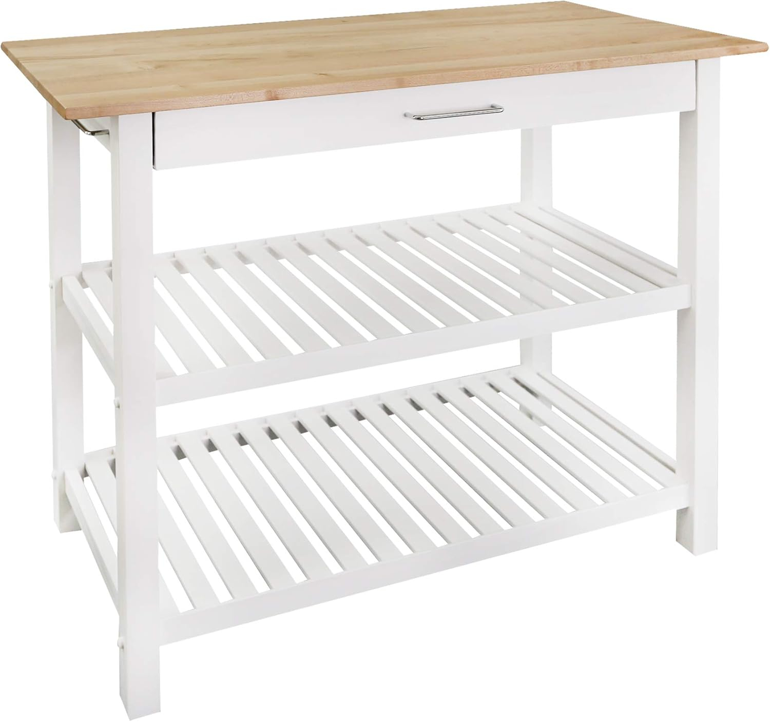 Casual Home Towel Rack Kitchen Islands with Storage, Hardwood White, 20 in