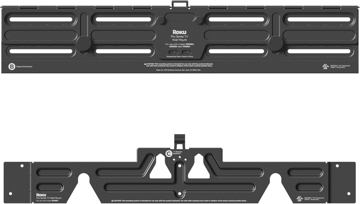 Roku Wall Mount Kit for 65-Inch Pro Series TV - Ultra-Slim with Minimalist, Flat Design - Hinged TV Mount and Kickstand for Easy Access to Cables