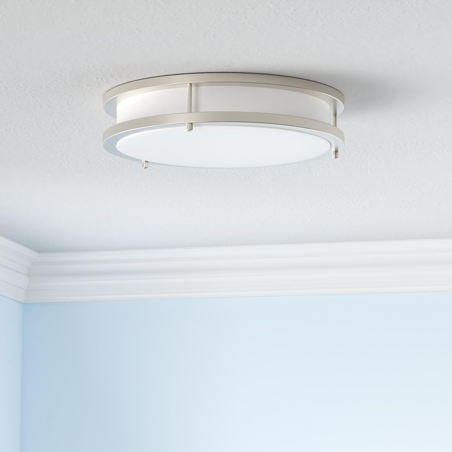 18-Inch Brushed Nickel LED Flush Mount Ceiling Light with Acrylic Shade