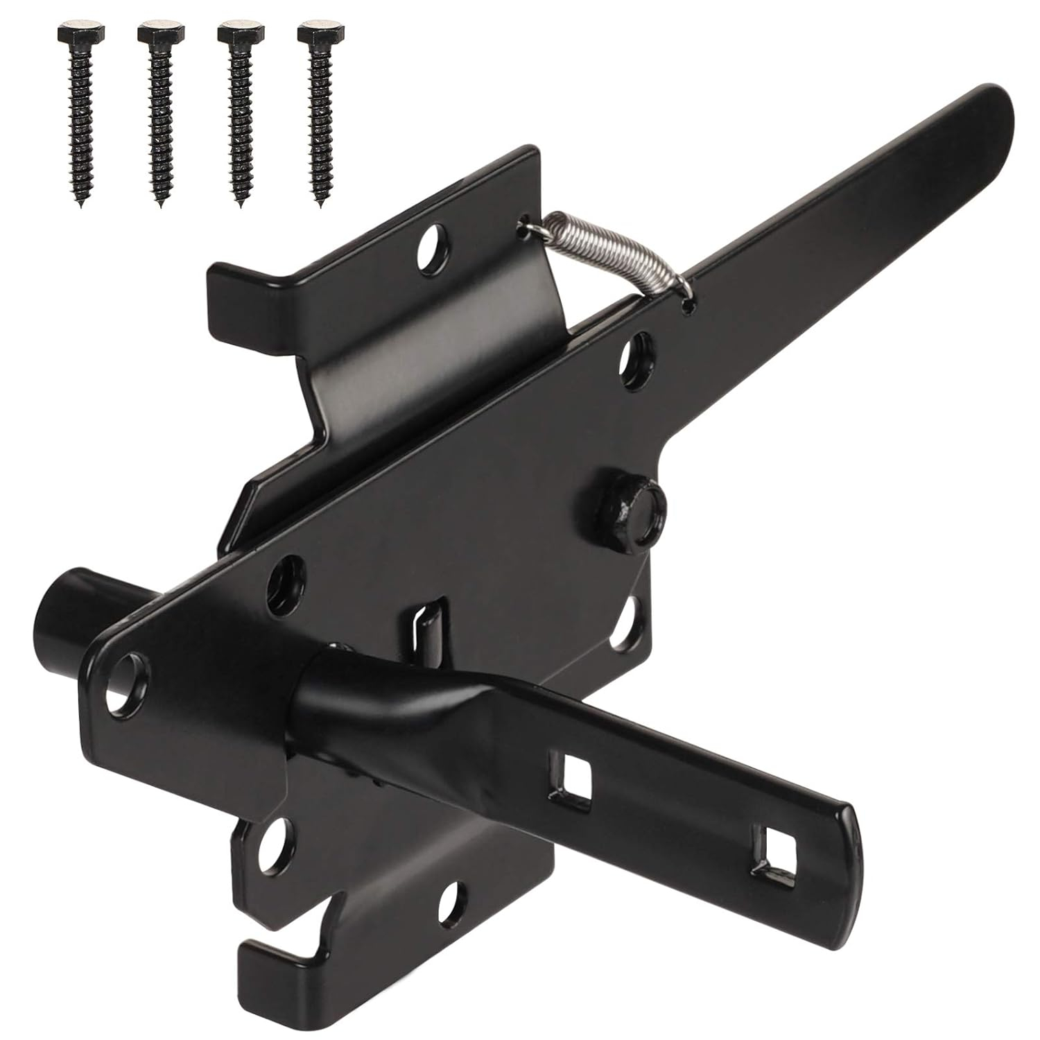 Heavy Duty Automatic Gate Latch for Wooden Fences,Self Locking Metal Gates for Vinyl Fence Outswinging Pool Gate Door Latches, Black